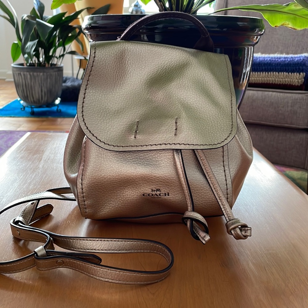Coach gold Derby mini convertible backpack crossbody pristine condition